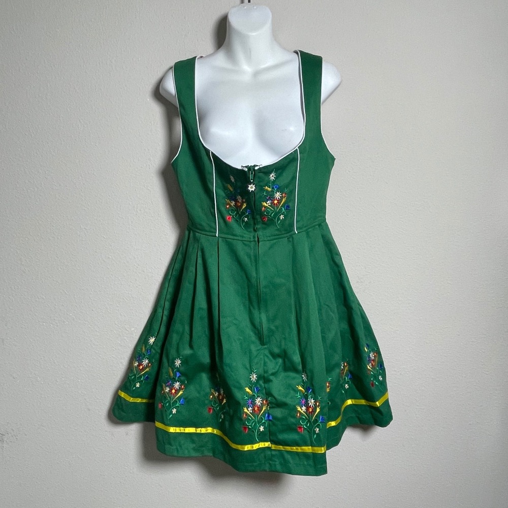 Dirndl Trachten Haus Dress Womens S Green Floral Embroidered Oktoberfest Alpine